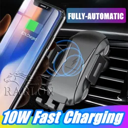 Ny 10W Qi Trådlös bil Laddare Fast Laddningsställ Bilmontering Telefonhållare Air Ventgrip för iPhone XS Max Samsung S10 Plus Qi-aktiverad