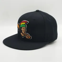 Groothandel Custom 3D Geborduurde Acryl 6 Panel Baseball Snapback Cap Black Wool Snap Back Hat met platte rekening voor volwassen en jonge gratis DHL