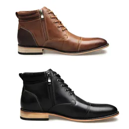 Men Martin Boots Designer Dress Shoes 100% Genuine Leather Business Casual Shoes Top Quality Party Wedding Shoes European Style Big Size