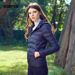 Hooded Down jacket women 90% duck down coat Ultra Light warm large size Female Solid Portable down jacket winter SH190920