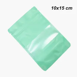 Light Green 10x15cm 100pcs Stand Up Plastic Zipper Lock Packaging Bag for Beans Snack Matte Doypack Resealable Window Food Packing Pouch