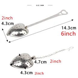 Hjärtformad Tea Infuser Mesh Ball Heart Rostfritt Stål Tea Silager Låsning Herbal Spice Tea Infuser Sked Filter med handtag DBC BH3718