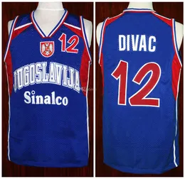 Vlade Divac #12 Команда Jugoslavija Yugoslavia Serbia Blue Retro баскетбольные майки мужские