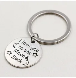 30pcs/lot Key Ring Keychain Silver Plated I Love You To the Moon And Back Charms pendant Key accessories