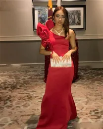 2020 Mermaid African Prom Klänningar Ny Sexig One Shoulder Red Vestido de Festa Svart Girls Formal Evening Gala Klänningar