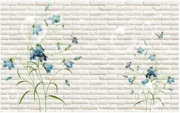 Modern Custom 3D Wallpaper Tulip 3D brick wall TV Backdrop Bedroom Photo Wall Paper 3D