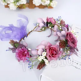 Hot Bridal Wreaths Dekorativa Blommor Bröllopsdekoration Huvudbonad Barnens romantiska simuleringsblommor HeadbandPartyWaret2I5613