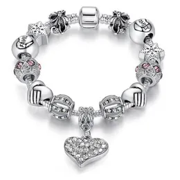 Bracciale con perline di fascino da 16-21 cm Braccialetti Pandora in argento 925 per le donne come regalo Gioielli fai da te WL1189