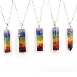 Hurtownie Posrebrzane Wiele Styl Crystal and Resin Wisiorek Link Łańcuch Naszyjnik Healing Chakra Jewelry