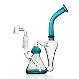 8.7 cali zielone szklane bonga wodne zlewka Dab Rigs fajki wodne recykler olej Bong Shisha z 14mm fajki wodne Banger