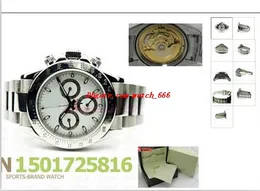 Lyx klockor 116520 40mm 7750 rörelse automatisk kronograf arbets safir vit ratt 316l stål mens klocka vattentät lysande