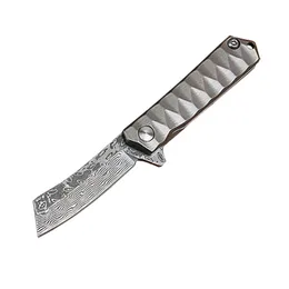 Fábrica Preço Pequeno Flipper faca dobrável VG10 Damasco lâmina de aço TC4 liga de titânio Bola Handle Tendo EDC Canivetes
