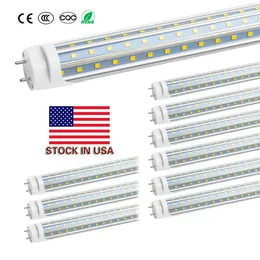 Stock in US + 4ft 1200mm T8 Led Tube Light V-Shaped High Super Bright 60W Warm Cold White Led Fluorescent Bulbs AC110-240V FCC