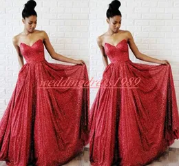 Bling Sequins Sweetheart Evening Dresses Sparkling Formell Pagant Party Dress Plus Size African Prom Juniors Klänningar Vestido de Noche