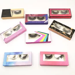 Färgglada Flash Paper Box 3D Faux Mink Ögonfransar 100% Grymhet Free Lashes Handgjorda Återanvändbara Naturliga Ögonfransar 1 Kopplar False Lashes Makeup