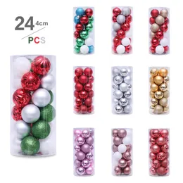 Julkula set julgran färgglada hängande boll dekorationer 24pcs diy xmas träd hängande xmas elektroplätering boll gåva