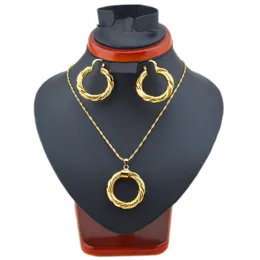 Ethlyn Dubai Gold Ethiopian Necklace örhängen Afrikanska sätter guldfärgsmycken för Israel/Sudan/Arab/Mellanöstern Kvinnor