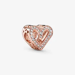 100 % 925 Sterling Silver Glittrande Freehand Heart Charms Passar Original European Charm Armband Mode Kvinnor Bröllop Förlovning Smycken Tillbehör