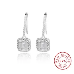 Classici orecchini in argento sterling 925 massiccio quadrati messi insieme orecchini di diamanti SONA gioielli da sposa per le donne