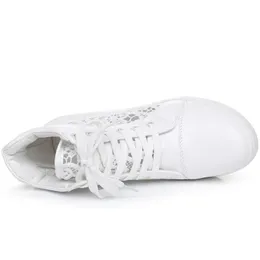 Hot Sale-Creepers Vit Silver Sneakers Gummi Brogue Läder Lace Up High Heel Shoes