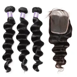 Ishow Human Hair Bundles with Closure Brazilian Loose Deep Wave Bundles 3pcs Wholesale Cheap Brazilian Hair Weave Bundles