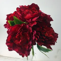 Fałszywe piwonia kwiatowe (5 głów/kawałek) symulacja peonia pełna otwarta na dom w domu dekoracyjne sztuczne kwiaty dziewięć kolorów