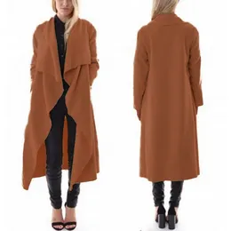ファッション卸売 - スタイリッシュな女性の女性カジュアルカーディガンソリッド長袖X-Long滝コートの外出2Color