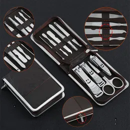 Meisha 9pcs / set manicure art tools set nail clipper grooming kit nagelfiler cuticle pusher smink scissors öra plocka bästa gåva he0010