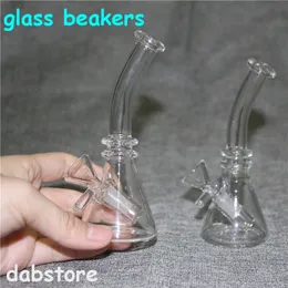 Mini Bubblers Heady Glass Oil Burner Water Bong Travel Hookah Beaker bowl 10mm