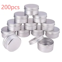 200pcs 5ml 10ml 15m / g de alumínio redonda Lip Balm Tin Containers com parafuso tampa rosca para especiarias, doces, chá ou presentear