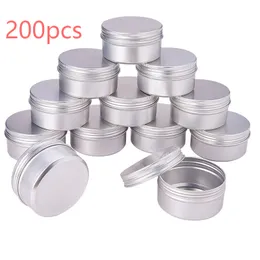 200pcs 5мл 10мл 15m / г Алюминий Круглого Lip Balm Tin Контейнеры с завинчивающейся крышкой Thread для специй, конфет, чая или дарения