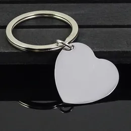 30pcs/Lot High Polished Blank Heart Stainless Steel Keychain Engravable Solid Dog Tag Keyring Car Key Chain Ring Jewelry Factory Price