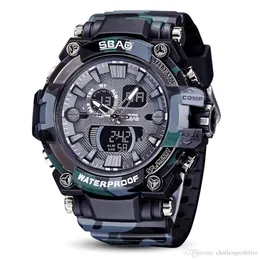 패션 선물 SBAO 시계 LED 남성 방수 스포츠 시계 충격 디지털 전자 쿼츠 시계