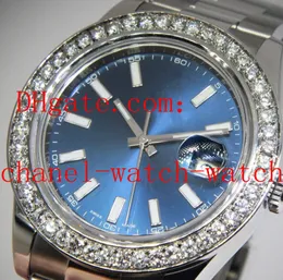 Gratis frakt Hög kvalitet 41 mm 116300 Automatic Machinery Watch Datejust II Steel Diamond Bezel Blue Dial Armbandsur