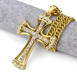 All'ingrosso-HIPHOP Collana con pendente a croce color oro argento in lega grande per gioielli da uomo donna nuovo caldo