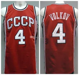 Александр Волков #4 Союз Совретская Совета CCCP Retro Basketball Jersey Mens Ed Custom Любой номер название высшего качества