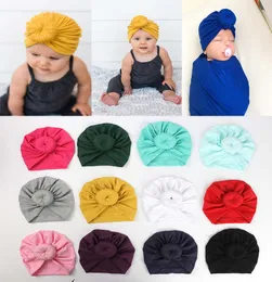 Newest Baby hats caps with knot decor kids girls hair accessories Turban Knot Head Wraps Kids Children Winter Spring Beanie da240