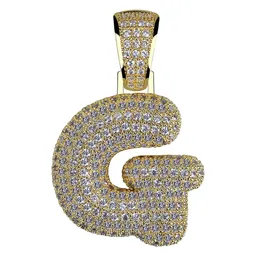 Fashion-L 18K guldpläterade bubbla bokstäver A-Z Engelska Alfabet Hängsmycke Halsband Anpassad Hip Hop Smycken CZ Cubic Zircon Inlagda Zircon halsband