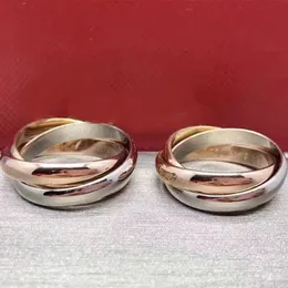 مصمم الحب خاتم ثلاث حلقات رنين للرجال للنساء ذا الكم مع ثلاثة ألوان روز الذهب هدية