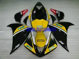 Motorcykel Fairing Kit för Yamaha YZFR1 09 10 11 12 YZF R1 2009 2012 YZF1000 ABS Gula svarta Fairings Set + Presenter YF02