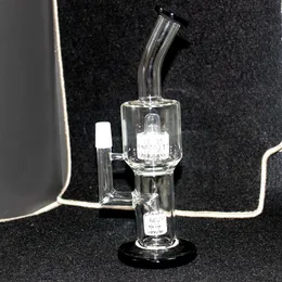 Förtjockning Typ Blcak Glass Bongs 10 Inch Vortex Vattenpipor Dubbla Burar Percolator Pipe Dab Oil Rigs Mobius Matrix sidvagn Wate Bong Bubbler