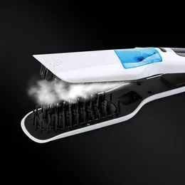 Professionell ånga Fast Hair Straightener Comb Spray Damp Flat Iron Hair Rightening Borste LCD Display Hårstilingsverktyg