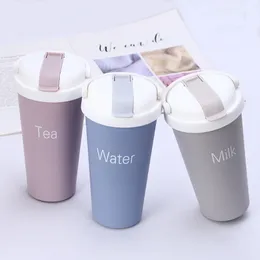 500ml Coffee Mug Stainless Steel Milk Tea Coffee Water Cup with Straw Office Travel Car Mug Kids Thermos Bottle Ocean Shipping