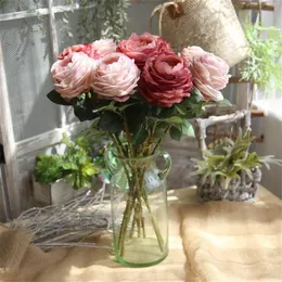 Europejski Fake Single Stem Okrągły Róża Kwiat Oddział Symulacja Melaleuca Roses Wedding Home Dekoracyjne Sztuczne Kwiaty