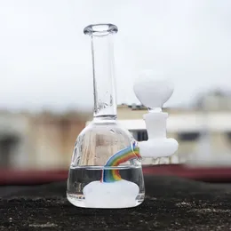 Narghilè per pipa ad acqua in vetro da 6 pollici con ciotola da 14 mm cool riciclatore inebriante dab rig gorgogliatore per piattaforma petrolifera di colore bianco
