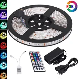 5050 LED Strip Light RGB Flexible Waterproof 5m 24Key 44Key IR Remote Controller and 12V 5A power supply all in one set