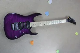 Фабрика Пользовательские Фиолетовый электрическая гитара с облаками Maple Шпон, Maple грифа, Floyd Rose, HSH Пикапы, могут быть настроены