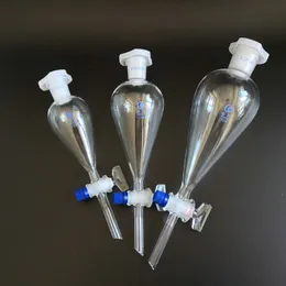 Dostawy laboratoryjne 1 Sztuk 60ml do 2000 ml w kształcie gruszki oddzielając stożkowy lejek ze szklanym szklanym szkłem z korkiem