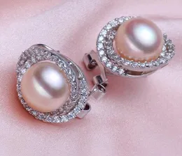 Fashion-Set 12mm Mar del sur Natural Genuino Rosa O Blanco Perfecto Pendiente de la Perla Colgante