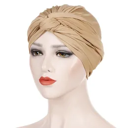 2019 algodão Mulheres Novas Moda plissadas Envoltório principal Bonnet Turban Inverno turbante quente